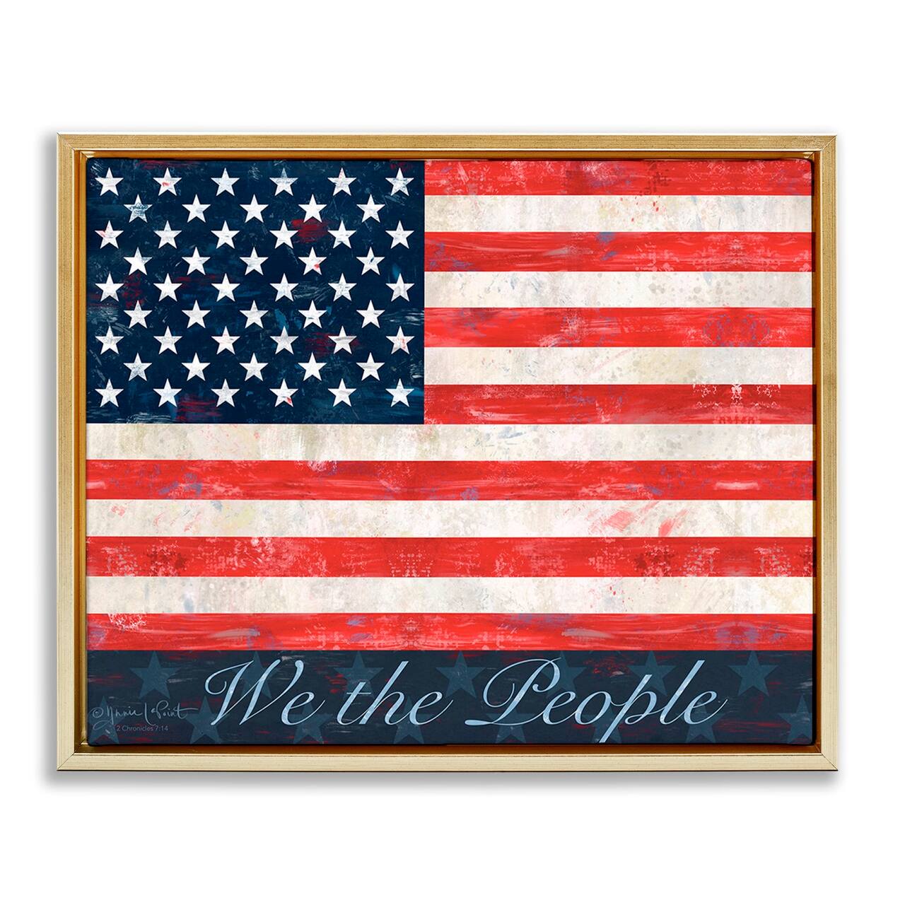 Stupell Industries We The People Flag Floater Framed Art